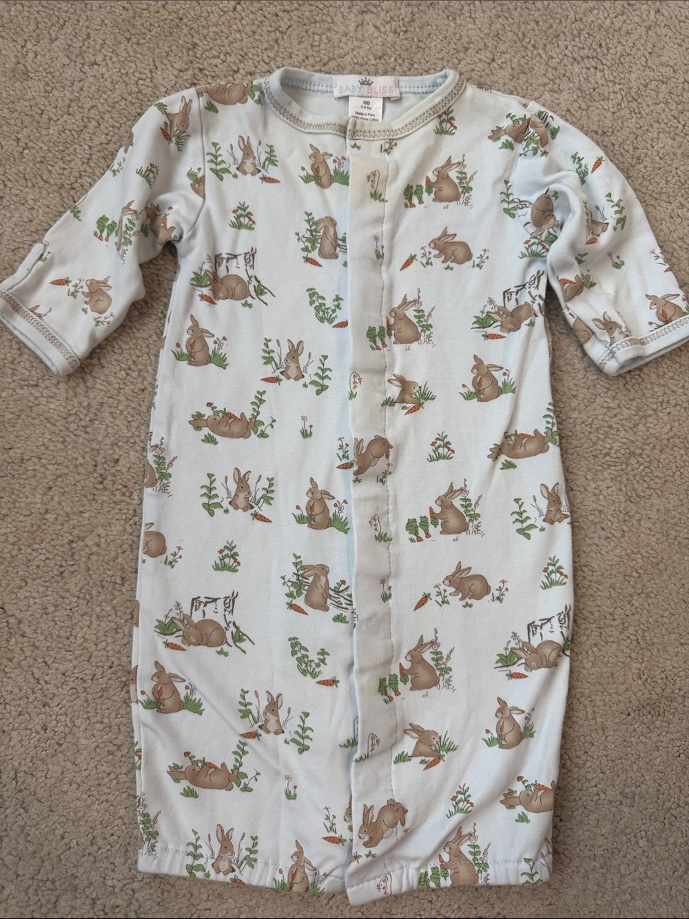 Baby Bliss newborn Gown with Bunny Print